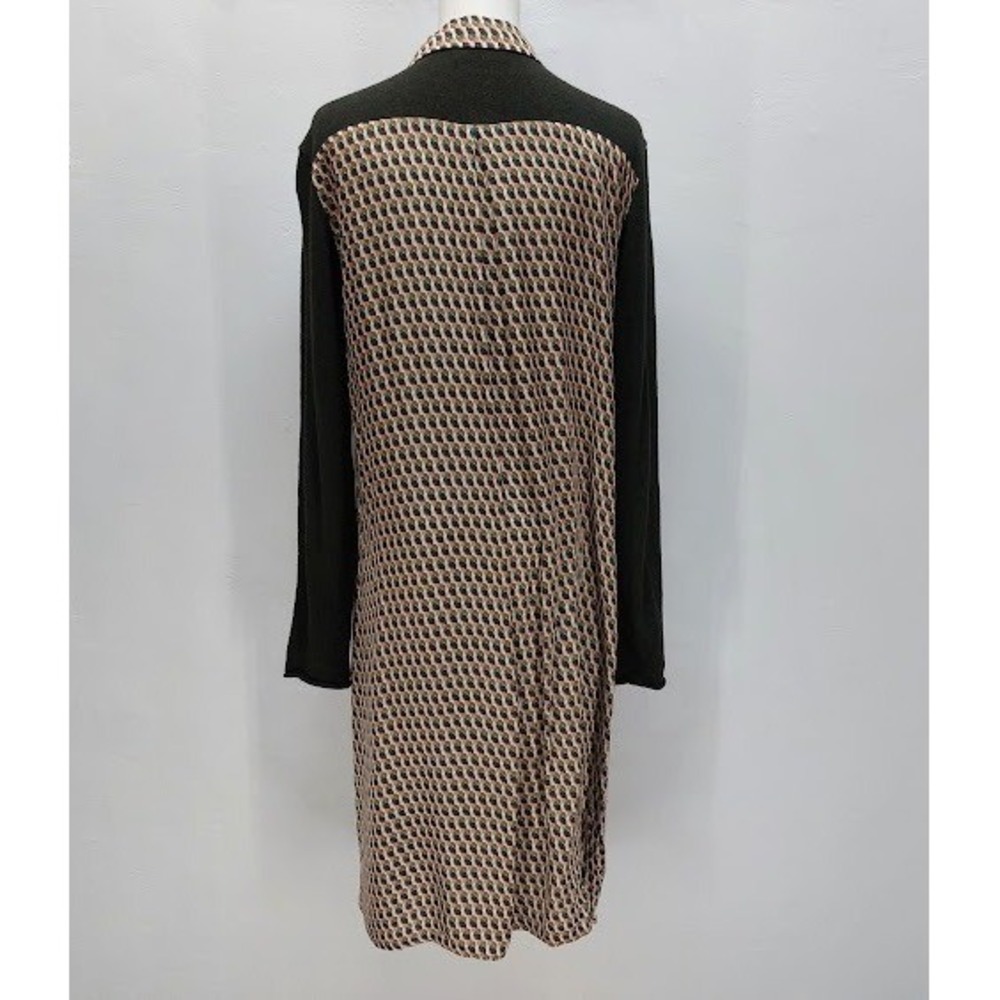 Sita Murt Shirt Dress Women's Size 42 Brown Green Geometric Knit Mix Midi Mod - Picture 3 of 11